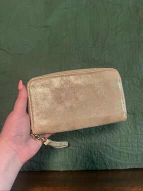 Gold Glitter Zip Wallet